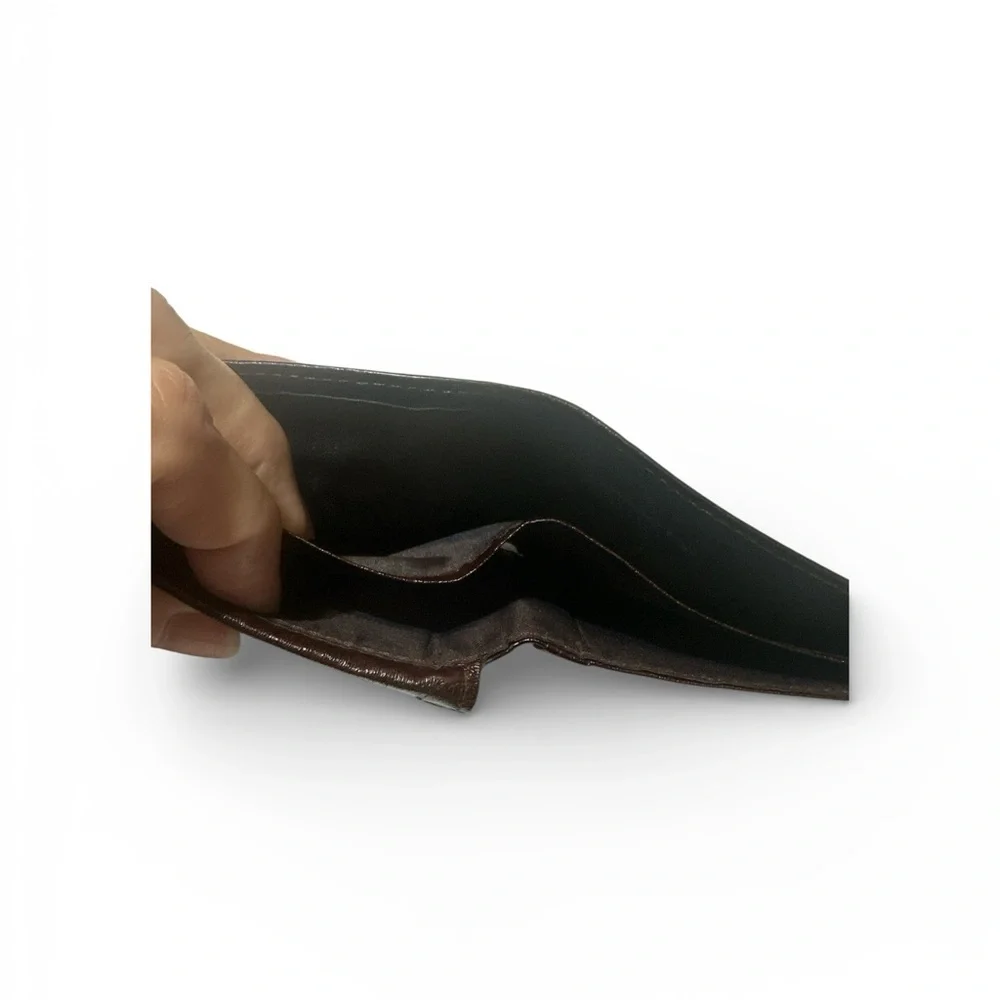 Genuine Eel Skin Vintage Men’s Brown Bi Fold Wallet Luxury Exotic Card Holder
